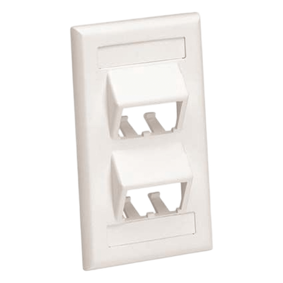 Placa de Pared Vertical Clásica, Salida Para 4 Puertos Mini-Com Inclinados, Con Espacios Para Etiquetas, Color Blanco Mate