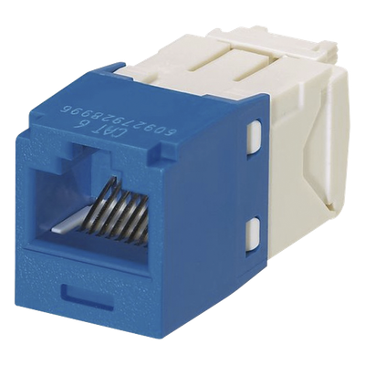 Conector Jack RJ45 Estilo TG, Mini-Com, Categoría 6, de 8 Posiciones y 8 Cables, Color Azul