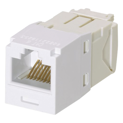 Conector Jack RJ45 Estilo TG, Mini-Com, Categoría 6, de 8 Posiciones y 8 Cables, Color Blanco
