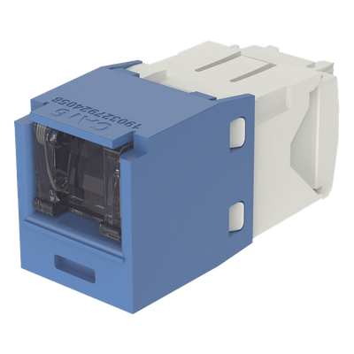 Conector Jack RJ45 Estilo TG con Ventana, Mini-Com, Categoría 6, de 8 Posiciones y 8 Cables, Color Azul