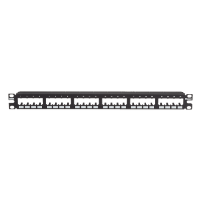 Panel de Parcheo Modular Mini-Com (Sin Conectores), Plano de Instalación al Ras, Sin Blindaje, de 24 Puertos, 1UR