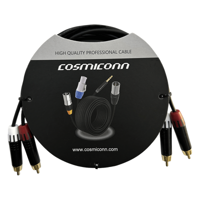 Cable 2 RCA x 2 RCA, conectores negros, con diferenciador de blanco y rojo (2x MT380-RD – 2x MT380-WH), length 2m
