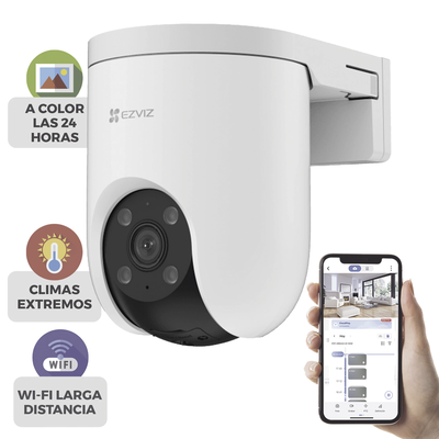 Cámara PT / Resolución 5 Megapixel (3K) / Audio de Dos Vías / Visión Nocturna en Color / AI Detección de Humanos y Vehículos / Defensa Activa con Sirena y Luz Estroboscópica / IP65