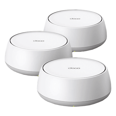 KIT 3 Routers Inalámbrico MESH Interior para Hogar / Doble Banda Wi-Fi 7 BE3600 Mbps / 2 Puerto 2.5 Gigabit WAN/LAN / 4 Antenas Internas / Operación Multi-Link MLO / Administración Mediante la App Deco (iOS, Android) / HomeShield