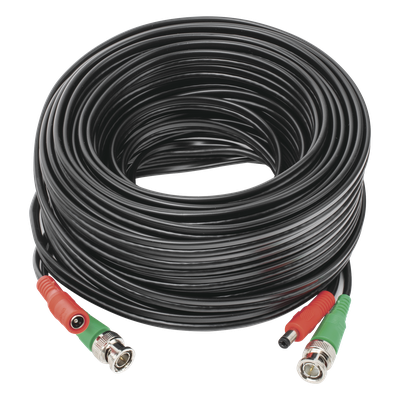 Cable Coaxial (BNC RG59) + Alimentación / SIAMES / 20 Metros (65.62 Pies) / 100% COBRE / Para Cámaras 4K / Uso Interior y Exterior