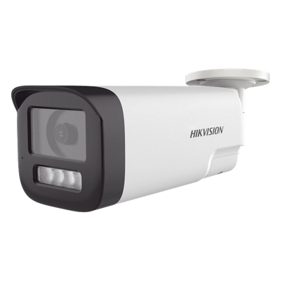 [Audio Bidireccional + Dual Light + ColorVu] Bala TURBOHD 4K (8 Megapixel) / Lente 3.6 mm / 80 mts IR EXIR + 80 mts Luz Blanca / Micrófono y Bocina Integrado / Exterior IP67 / Metal / dWDR