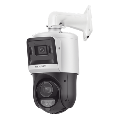 [TandemVu] PTZ IP 4 Megapixel + Cámara Fija 4 Megapixel / 25X Zoom / 100 mts IR + 30 mts Luz Blanca / IP67 / ACUSENSE / PoE+ / 2 Micrófonos Integrados y Bocina / Alerta Audible y Luz Estroboscopica / Alarmas I/O / DARKFIGHTER / Micro SD