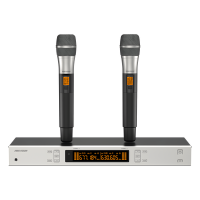 Sistema de Micrófono Inalámbrico UHF / 2 Canales / 2 Micrófonos de Mano / Frecuencia 821-942 MHz / Distancia 100 m / Salida Balanceada y No Balanceada / Sincronización Infrarroja / Recepción True Diversity
