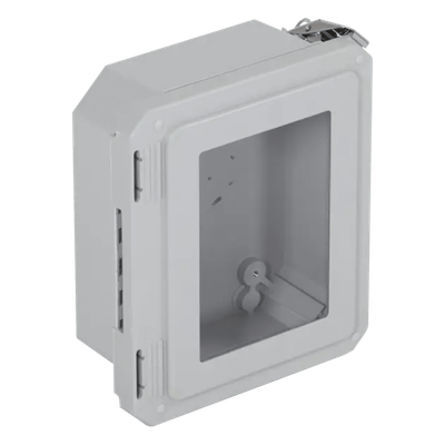 Caja Impermeable De Fibra De Vidrio, 8.77″ (22.27cm) Alto x 6.77″ (17.19cm) Ancho x 4.06″ (10.31cm), Con Ventanilla, Listado UL/cUL, Hecho En EE.UU, Serie EnviroArmour®