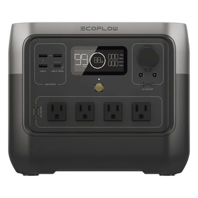 EcoFlow River 2 Pro | Estación de Energía Portátil 768Wh Litio LFP / 4 AC 800W (Max. 1600W) / 1 USB-C 100W / 3 USB -A 12W / Cargador de Coche 10A, 126W Max. / Conectividad WiFi y Bluetooth (App) / Carga Solar 220W Max.
