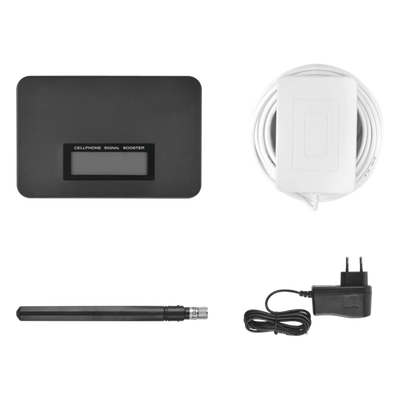 Kit Amplificador de Señal Celular de UNA banda de frecuencia / Mejora las llamadas convencionales / Soporta los datos de las tecnologías 2G y 3G de TELCEL, AT&T y MOVISTAR / Puede cubrir un espacio de hasta 140 m2.