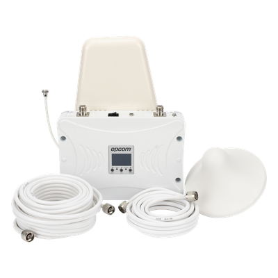 Kit Amplificador de Señal Celular 2G, 3G y 4G / Mejora llamadas convencionales y VoLTE / Amplifica señal de TELCEL, AT&T y MOVISTAR / Cubre hasta 300 m² con una antena y hasta 900 m² con 3 antenas.