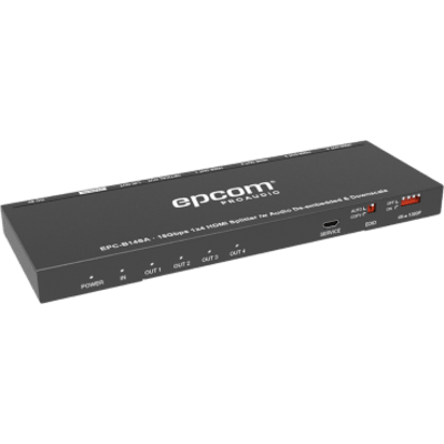Splitter HDMI 1×4 | 1 Entrada a 4 salidas (Simultaneas) | 4K@60Hz | Extractor de Audio | Down Scaler | HDR 4:4:4 | EDID | 18Gbps