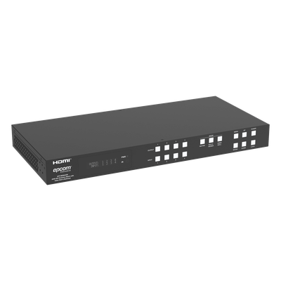 Switch de Video Matrix 4×4 HDMI 2.0 | 18Gbps Ancho de Banda | 4K2K@60Hz Resolución | 4 Entradas 4 Salidas HDMI | Audio LPCM y Dolby Digital | Control TCP-IP y RS-232 | Conectores Phoenix para Audio | Metal Enclosure