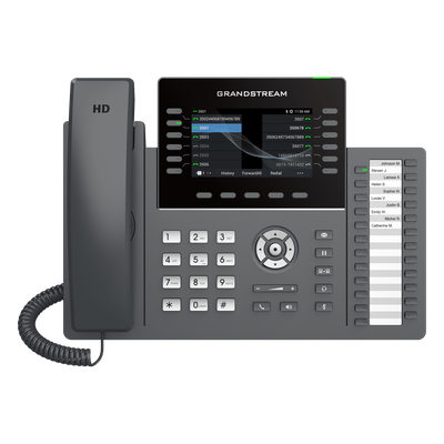 TELÉFONO IP PROFESIONAL DE 12 LÍNEAS / 24 TECLAS DE EXTENSIÓN PROGRAMABLES / WI-FI 6 / POE INTEGRADO / PANTALLA LCD 4.3 PULGADAS / SEGURIDAD DE NIVEL EMPRESARIAL / BLUETOOTH INTEGRADO / COMPATIBLE CON GDMS / AUDIO HD CON NOISE-SHIELD