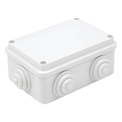 Caja Estanca de PVC Para Derivación y Conexión, 6 Entradas, Tapa Atornillada, 120x80x50 mm (Área interna), Uso Exterior IP55, Material que no Propaga el Fuego y Libre de Hálogenos