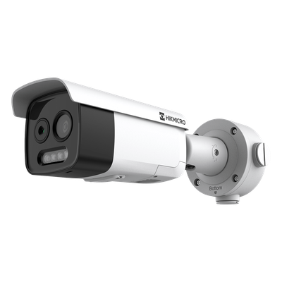 HIKMICRO Cámara Bala Dual Térmica y Óptica/ 5MP Óptica + 256×192 Térmica / IA para Detección Humana 84m y Vehicular 210m / Alarma por Temperatura -20°C a 150°C / Detección de Fuego y Fu