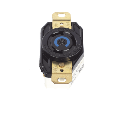 Receptáculo de Media Vuelta Industrial 30 A 250 V CA 2 Polos 3 Hilos (Nema L6-30R) Color Negro.