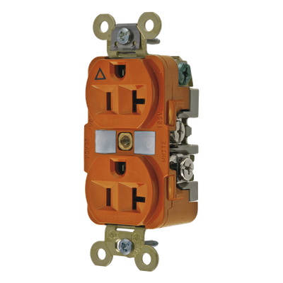 Contacto Dúplex Conexión a Tierra Aislada/ 20 A 125 V/ 2 polos 3 Hilos/ Color Naranja/ Nema 5- 20R/ Grado Industrial.