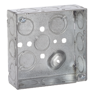 Caja Cuadrada 4 x 4″/Profundidad 1- 1/2″/ 10 Entradas de 1/2″ y 6 TKO (1/2″-3/4″).