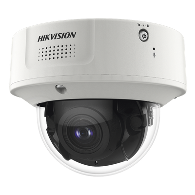 Domo IP 4 Megapixel / Lente Mot. 2.8 – 12 mm / 40 mts IR EXIR / IP67 / IK10 / H.265+ / Conteo de Personas por Detección de Rostro (Base de Datos) / WDR 140 dB / DeepinView / 2 Micrófonos Integrados