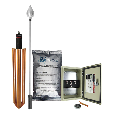 Kit de Pararrayo con Punta en Acero Inoxidable con Diámetro de Protección de 160 metros.