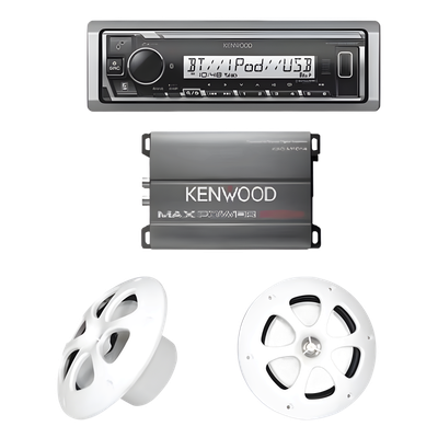 Kit de estereo con Bluetooth KMR-M332BT | Amplificador KAC-M1814 | mas Par de bocinas KFC-1613MRW