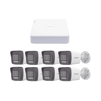 Kit IP 1080p (2 Megapixel) / NVR de 8 Canales con 8 Puertos PoE / 8 Cámaras IP Bala ColorVu Lite y Motion Detection 2.0 / Micrófono Integrado