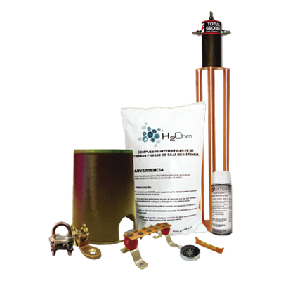 Kit de Tierra Física con Electrodo TG100AB y accesorios de instalación.