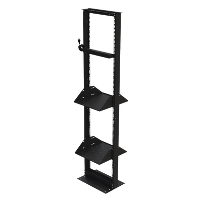 Kit de Rack Estándar 19″, 45 UR con 2 Charolas  y PDU (8 tomas). Ideal para UPS y Servidores tipo Torre.