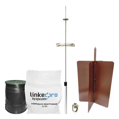 Kit pararrayo LinkedPro básico. Ideal para la protección de mástiles y postes.