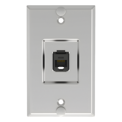 Placa de Pared Telefónica, Salida de 1 Puerto Keystone, Con Jack Cat5e Estilo TP, de Acero Inoxidable