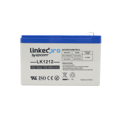 Batería de respaldo 12 V |  12 Ah |  AGM | Especial para Seguridad Electrónica | UPS | Sistemas de Emergencia | Vida útil 5 años | Terminales F1  + Adaptador F2
