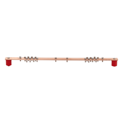 Barra Distribución Tierra Rack 19 in / Cobre 100% / 550A / Aisladores Rojos / 0.64 cm (0.25 in) / J-STD-607-A