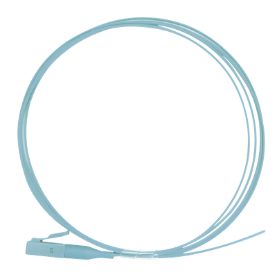 Pigtail de Fibra Óptica Simplex LC, PVC, OM4 50/125, Aqua, 1 Metro (3.28 Pies)