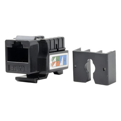 Módulo Jack Keystone Cat5e con Terminación 110 (Punchdown) para Faceplate – Color Negro