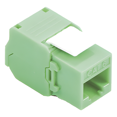 Módulo Jack Keystone Cat5e (Toolless), con Terminación en Ángulo 180 – Color Verde, Compatible con Faceplate y Patchpanel Linkedpro