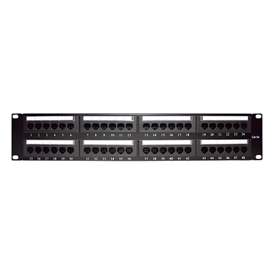 Panel de Parcheo de Impacto (110) UTP de 48 Puertos Cat5e 19 Pulgadas (48.26 cm), 2U con Barra para Organizar Cable