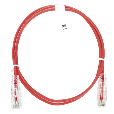 Cable de Parcheo Slim UTP Cat6 – 1 Metro (3.28 Pies), Rojo, Diámetro Reducido (28 AWG)
