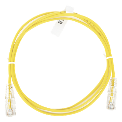 Cable de Parcheo Slim UTP Cat6 – 1 Metro (3.28 Pies), Amarillo, Diámetro Reducido (28 AWG)