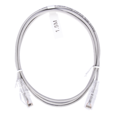 Cable de Parcheo Slim UTP Cat6 – 1.5 Metros (4.92 Pies) Gris Diámetro Reducido (28 AWG)