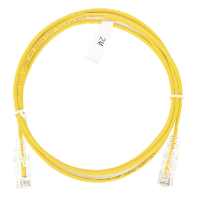 Cable de Parcheo Slim UTP Cat6 – 2 Metros (6.56 Pies) Amarillo Diámetro Reducido (28 AWG)
