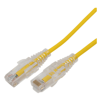 Cable de Parcheo Slim UTP Cat6A – 0.5 Metros (1.64 Pies) Amarillo, Diámetro Reducido (28 AWG)