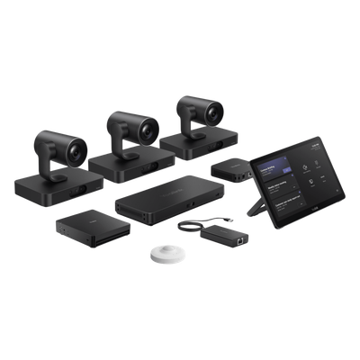 Sistema de Videoconferencia MVC-S98-C5U-004 de Yealink diseñado para Salas Extra Grandes con Triple Cámara Inteligente y Funciones Avanzadas de IA