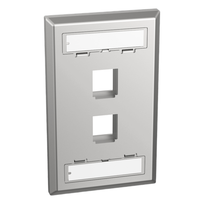 Placa de Pared Vertical, Salida Para 2 Puertos Keystone, Con Espacios Para Etiquetas, de Acero Inoxidable