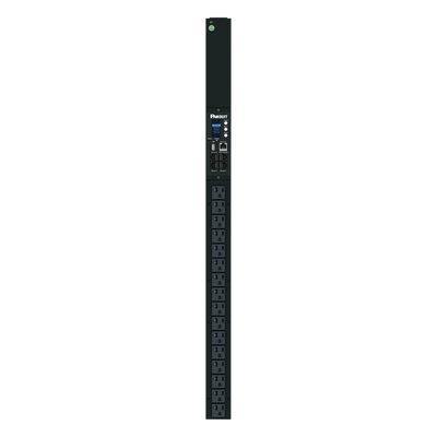 PDU Monitoreable (MI) para Distribución de Energía, Enchufe de Entrada NEMA 5-15P, Con 16 Salidas NEMA 5-20R, de Instalación Vertical, 120 Vca, 15 Amp