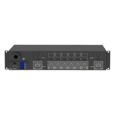 PDU Monitoreable y Switchable (MS) para Distribución de Energía, Enchufe de Entrada NEMA L6-30P, Con 12 Salidas C13 y 4 Salidas C19, Horizontal 19in, 208 Vca, 30 Amp, 2UR