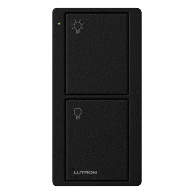 Control Pico inalámbrico de 2 botones para encender y apagar iluminación en sistemas Lutron como Caseta Wireless y RadioRA 2, color Midnight satinado