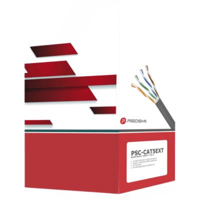 Bobina de Cable de UTP de 4 Pares Cat5e de 305 Metros (1000 Pies), 100% Cobre, LDPE Resistente a Rayos UV, Color Negro, 24 AWG, Uso en Exterior, Para Aplicaciones de Voz, Datos y Video