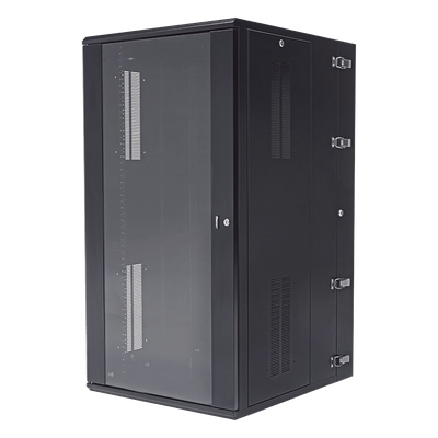 Gabinete PanZone de Montaje en Pared, de 19in, Puerta con Ventana de Seguridad, 26 UR, 762mm de Profundidad, Color Negro